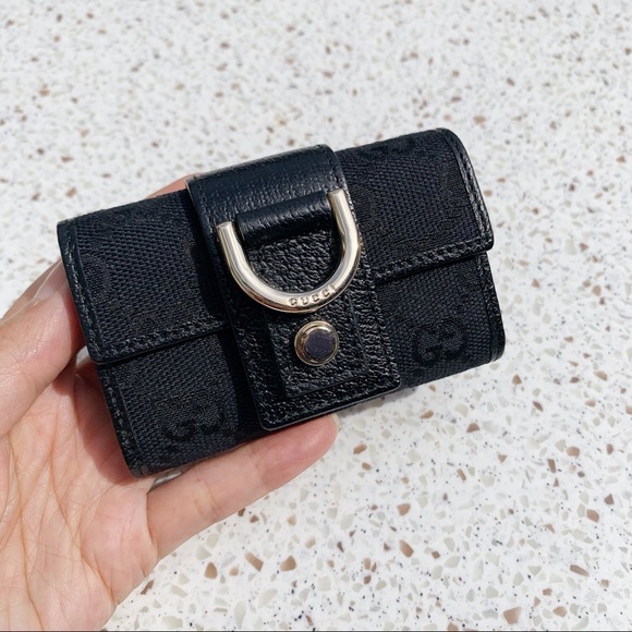 NWT Authentic D-ring GG Canvas Leather Key Wallet - Picture 1 of 6